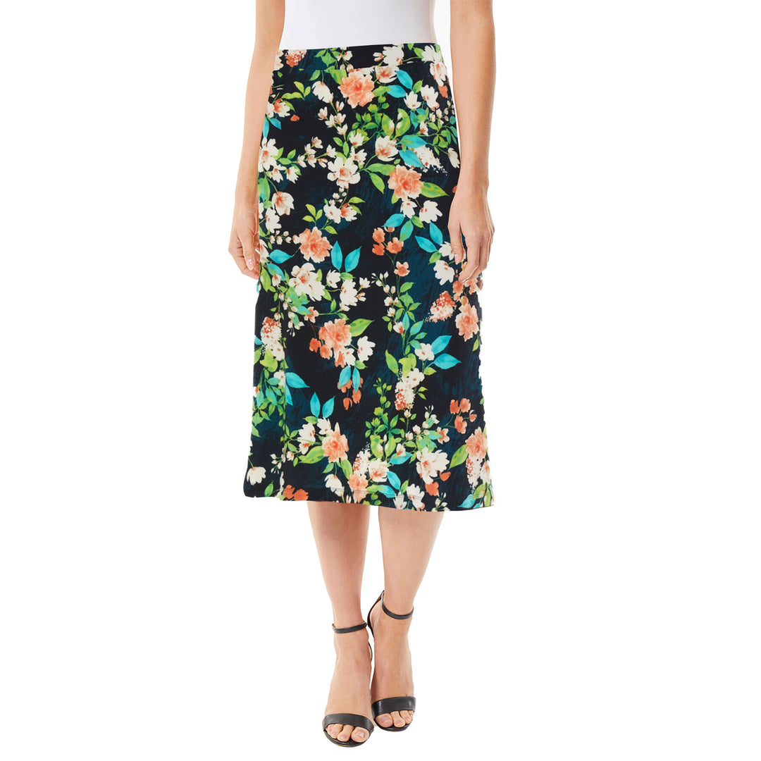 1-Pack Womens Printed Midi High Waist Breathable Soft Casual and Formal Wear Mid Length Skirt Image 3