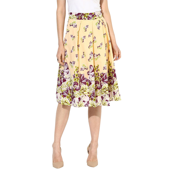 1-Pack Womens Printed Midi High Waist Breathable Soft Casual and Formal Wear Mid Length Skirt Image 4