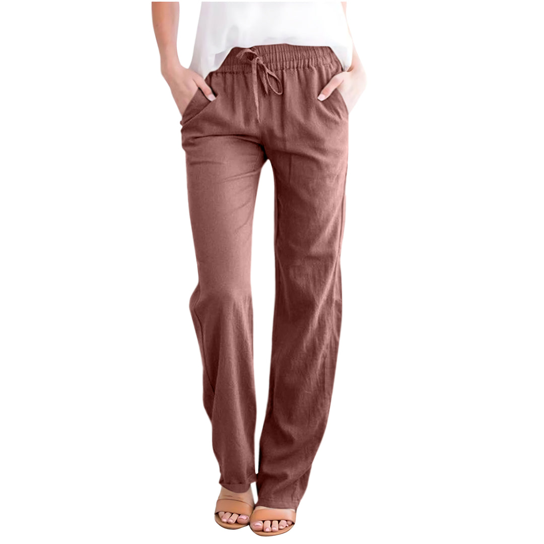 2-Pack Womens High Waist Long Straight Leg Casual Loose Fit Palazzo Pajama w/ Side Pockets Image 4