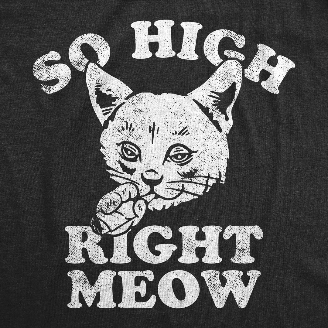 Mens So High Right Meow Funny T Shirts Sarcastic 420 Graphic Tee For Men Image 2