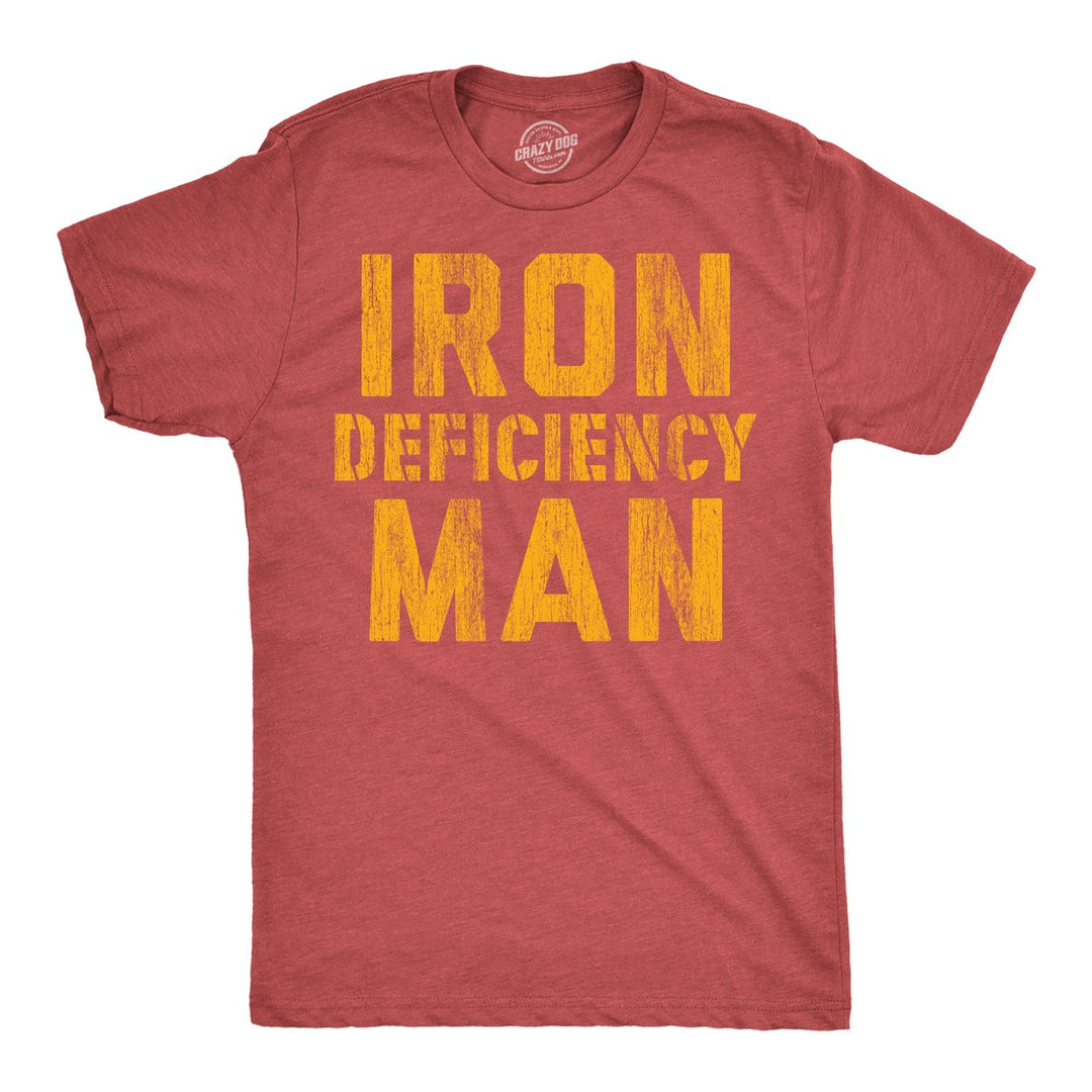 Mens Funny T Shirts Iron Deficiency Man Sarcastic Super Hero Tee For Men Image 1