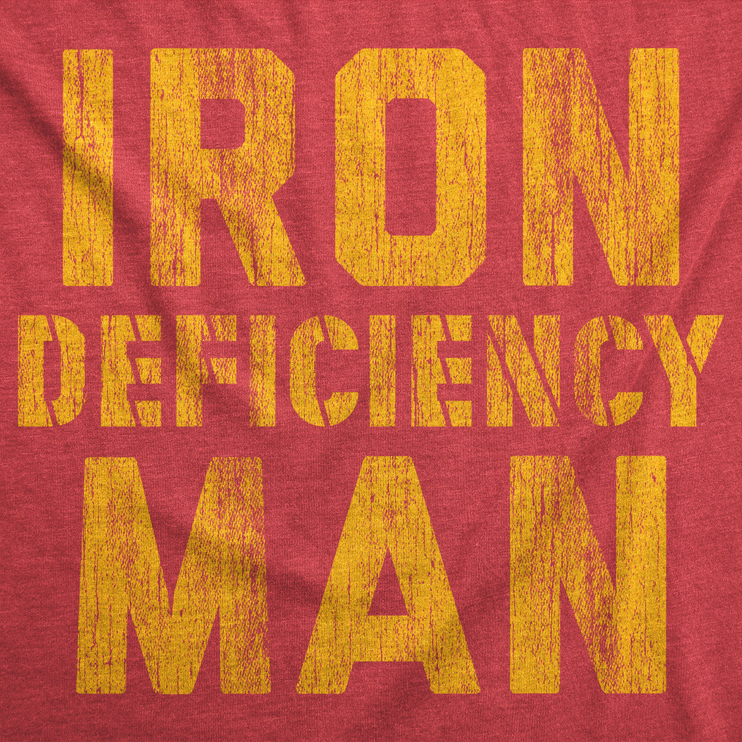 Mens Funny T Shirts Iron Deficiency Man Sarcastic Super Hero Tee For Men Image 2