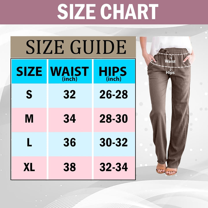 2/4-Pack Womens High Waist Long Straight Leg Casual Loose Fit Palazzo Pajama w/ Side Pockets Image 12