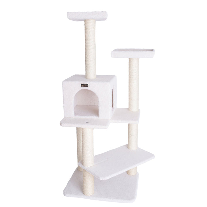 Armarkat 57-Inch Classic Ivory Cat Tree4 Levels Real Wood Cat Shelf Image 7