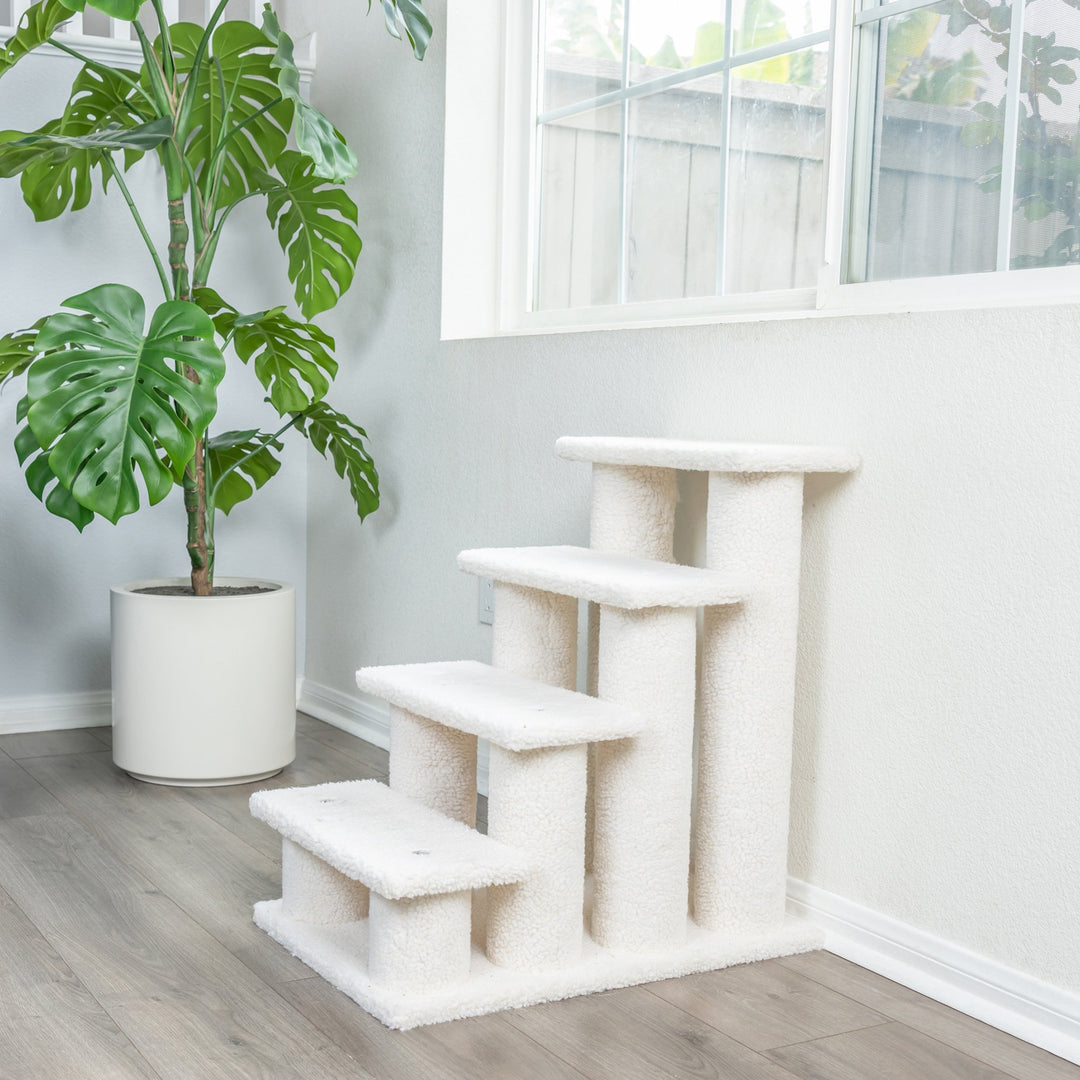 Armarkat Ivory Carpet Pet Steps Jackson Galaxy ApprovedFour Steps Real Wood Stair B4001 Image 6