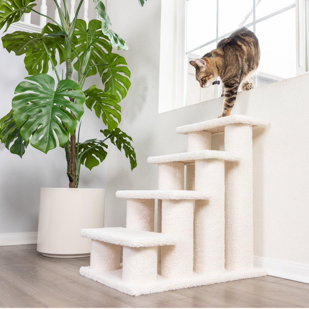 Armarkat Ivory Carpet Pet Steps Jackson Galaxy ApprovedFour Steps Real Wood Stair B4001 Image 7