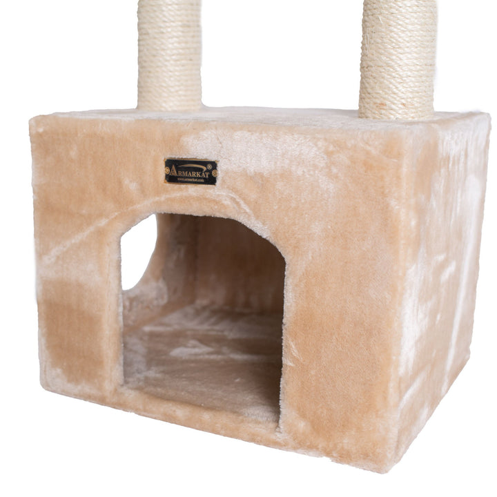 Armarkat Cat Tree A3902 Beige Real Wood 39in Scratching Post Condo Perch Image 7