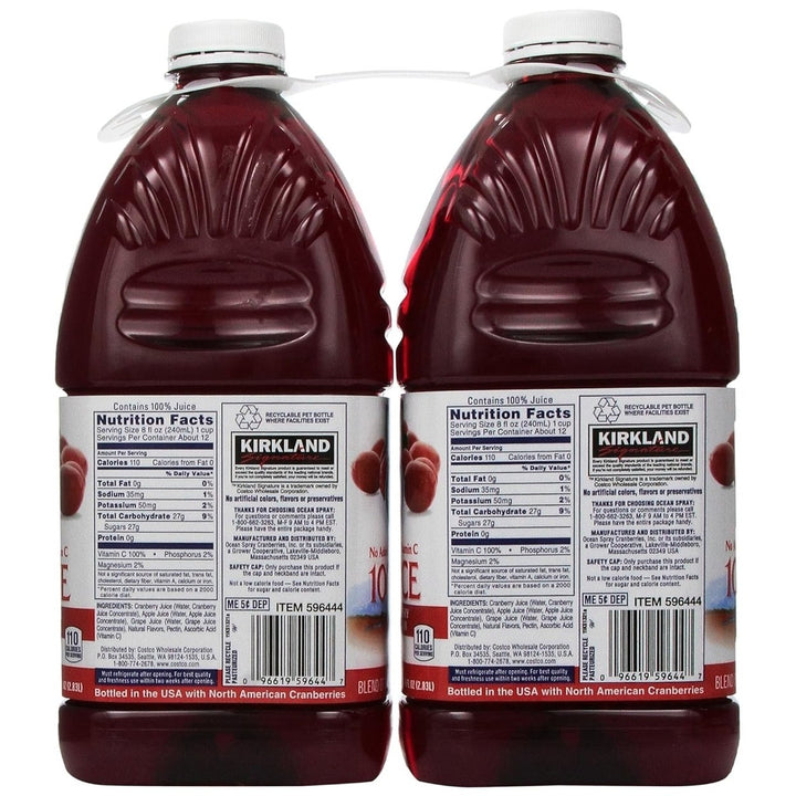 Kirkland Signature Ocean Spray Cranberry Premium 100% Juice 96 fl oz 2-count Image 2