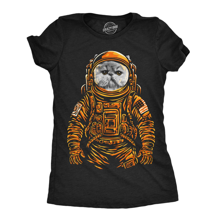 Womens Funny T Shirts Space Kitty Cool Astronaut Kitten Graphic Tee For Ladies Image 4