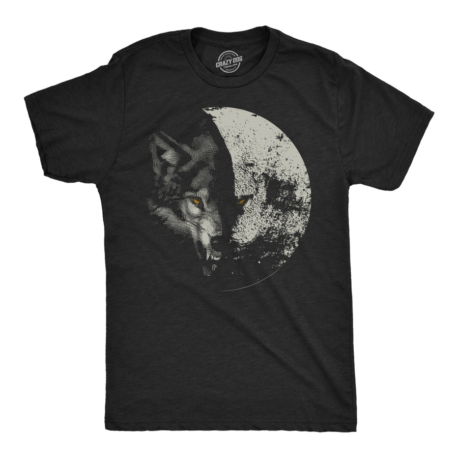 Mens Funny T Shirts Wolf Moon Cool Space Graphic Tee For Men Image 1