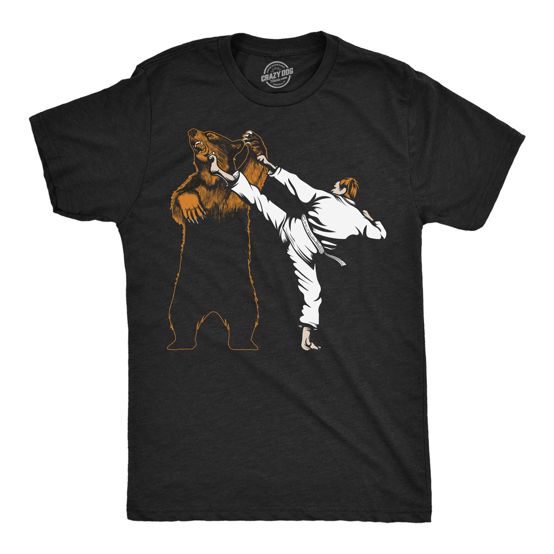 Mens Funny T Shirts Karate Kicked Bear Sarcastic Fighting Graphic Tee Image 1