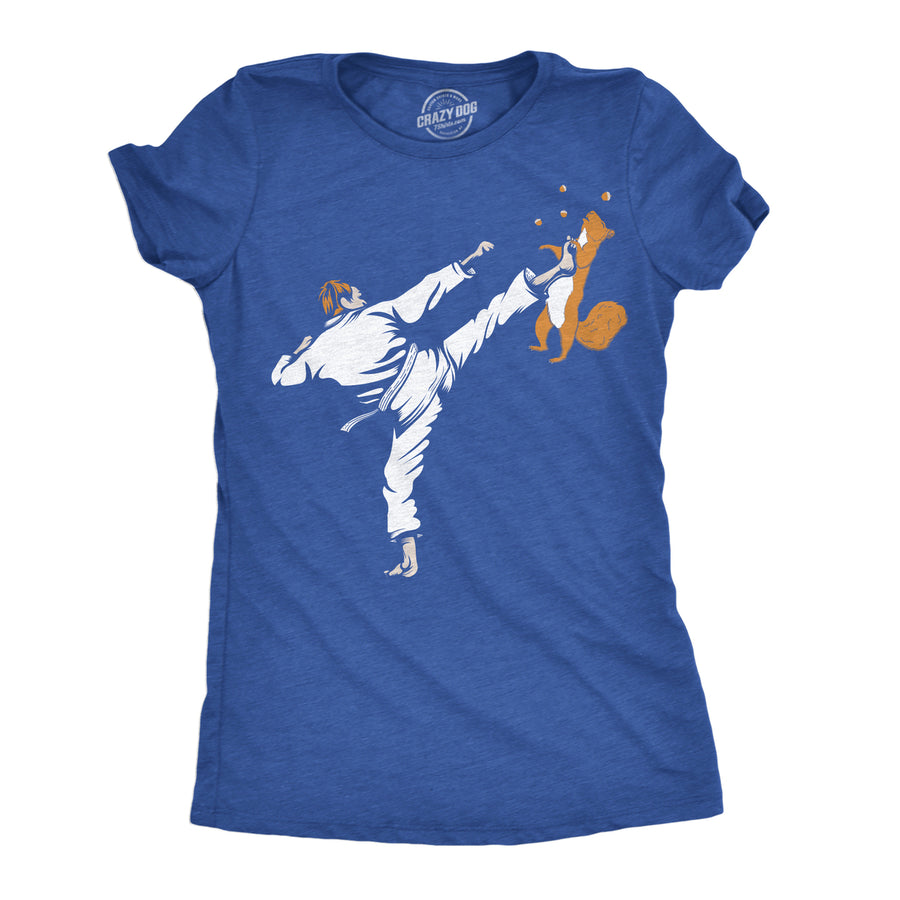 Womens Funny T Shirts Karate Kicked Squirrel Sarcastic Fighting Graphic Tee Image 1