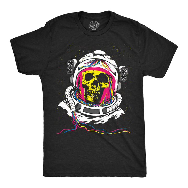 Mens Funny T Shirts Rainbow Astronaut Skull Cool Graphic Tee For Men Image 1