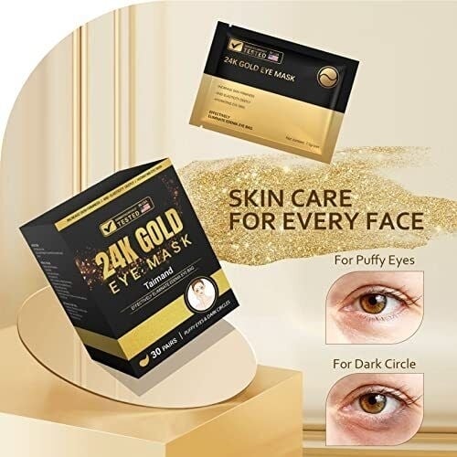 Under Eye Patches(30 Pairs) 24K Gold Under Eye Mask for Puffy Eyes Dark Circle Image 4