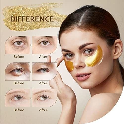 Under Eye Patches(30 Pairs) 24K Gold Under Eye Mask for Puffy Eyes Dark Circle Image 6