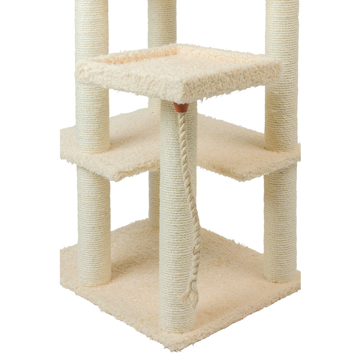 Armarkat A6902 Cat Tree Real Wood Beige 42in with Sisal Rope and Playhouse Image 4