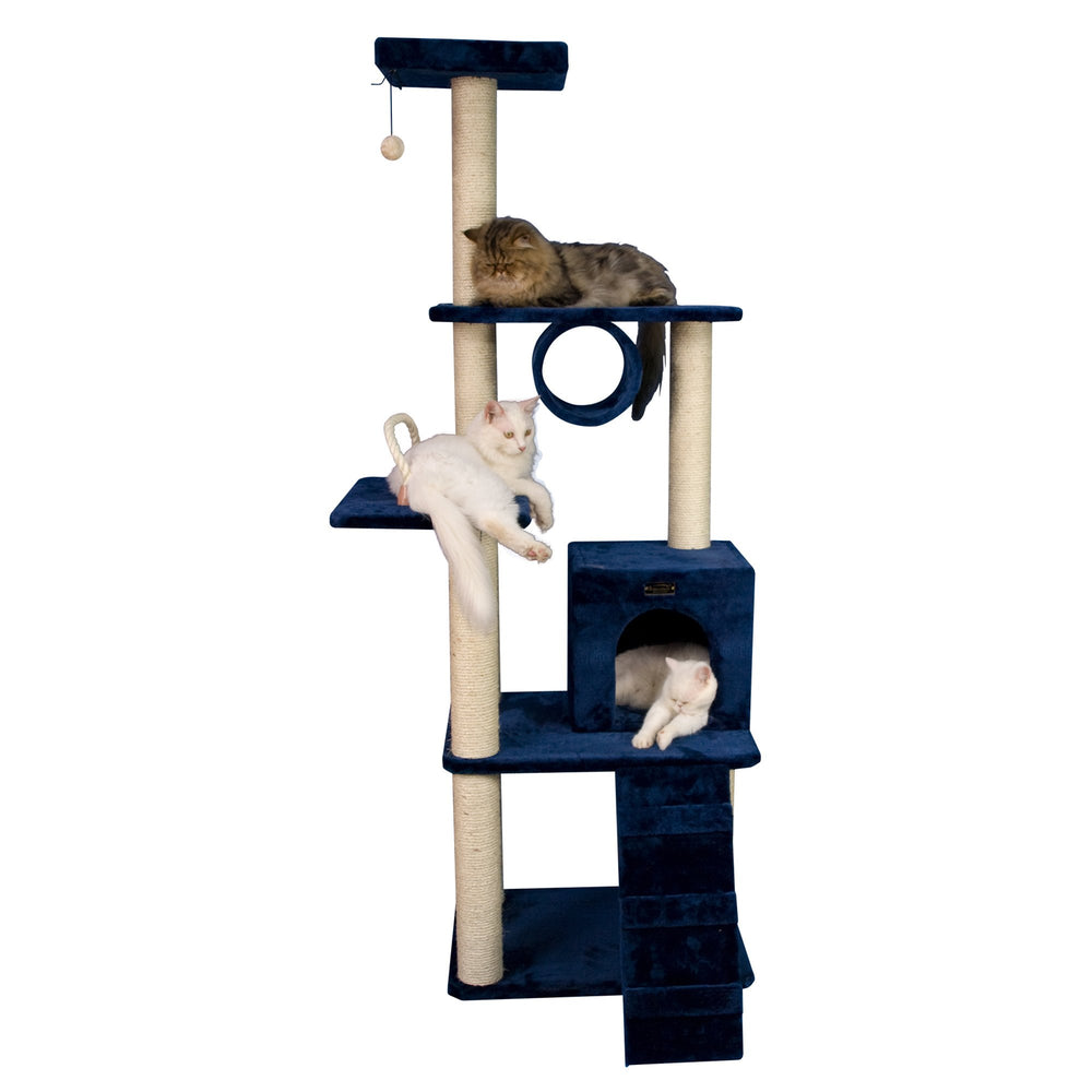 Armarkat Cat Tree A7101 Navy Blue 71in Real Wood with Sisal Scratching Posts Image 2