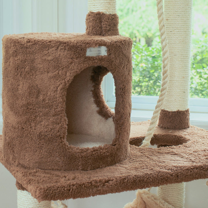 Armarkat 70" Cat Tree with Hammock and Scratch Posts Model X7001 Tan Wood Image 4