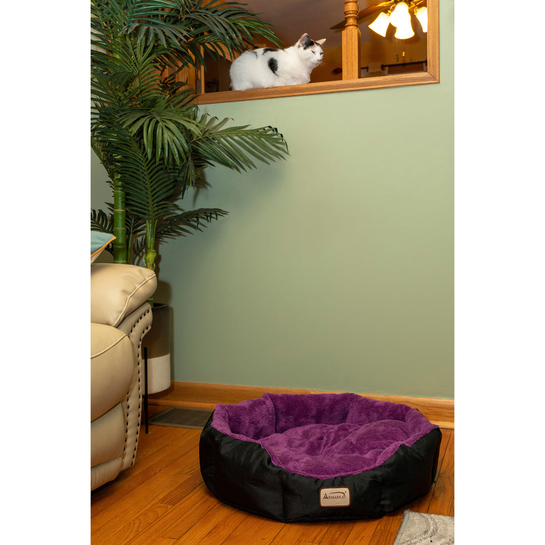 Armarkat Large Soft Cat Bed in Purple and Black C101 Image 4