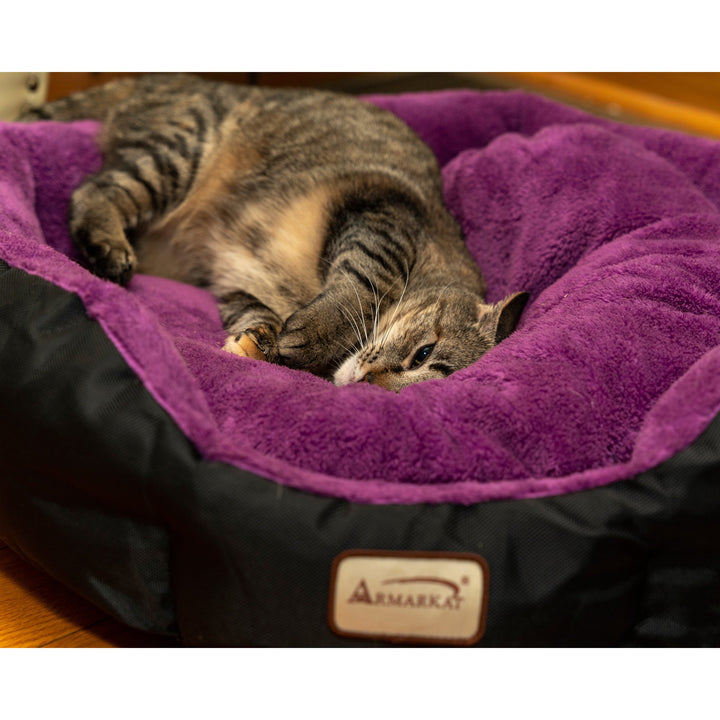 Armarkat Large Soft Cat Bed in Purple and Black C101 Image 7