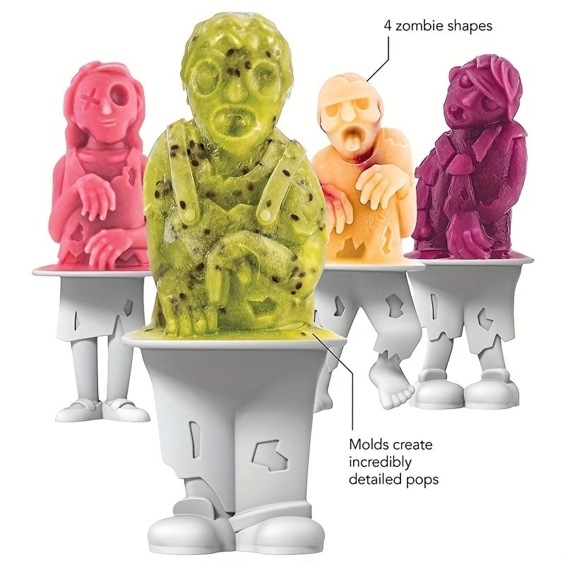 Zombies Ice Pop Molds Set 4 Popsicle Makers With Sticks Image 2