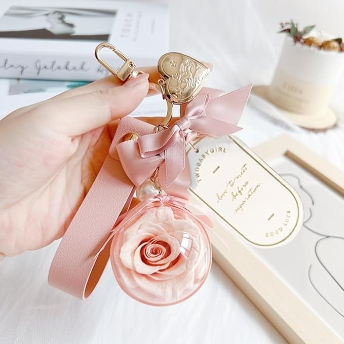 Preserved Flower Keychain Gifts and Souvenirs Keychain Rose Gift Box Bookmark Pendant Valentines Day Gift Eternal Flower Image 7