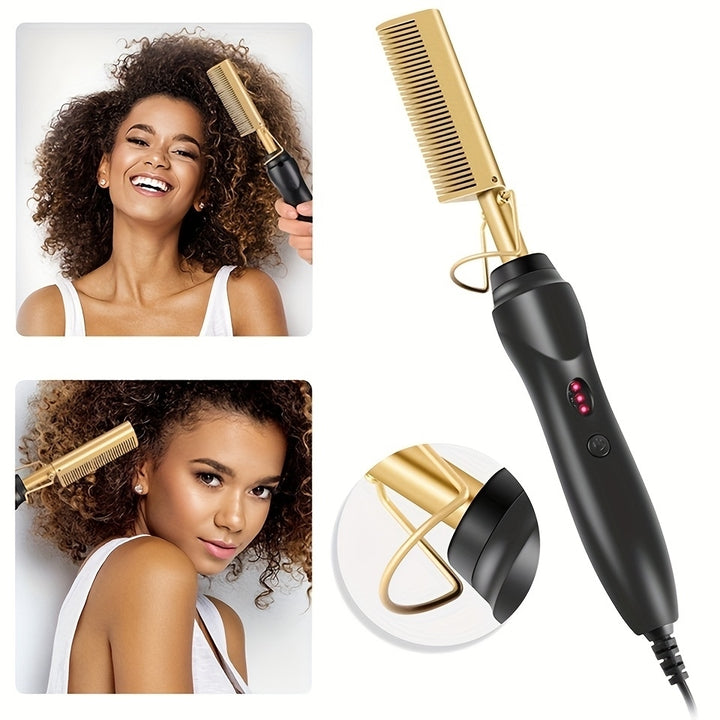 Electric Hair Straightening Comb Hair Straightener Portable Hot Curling Comb Image 1