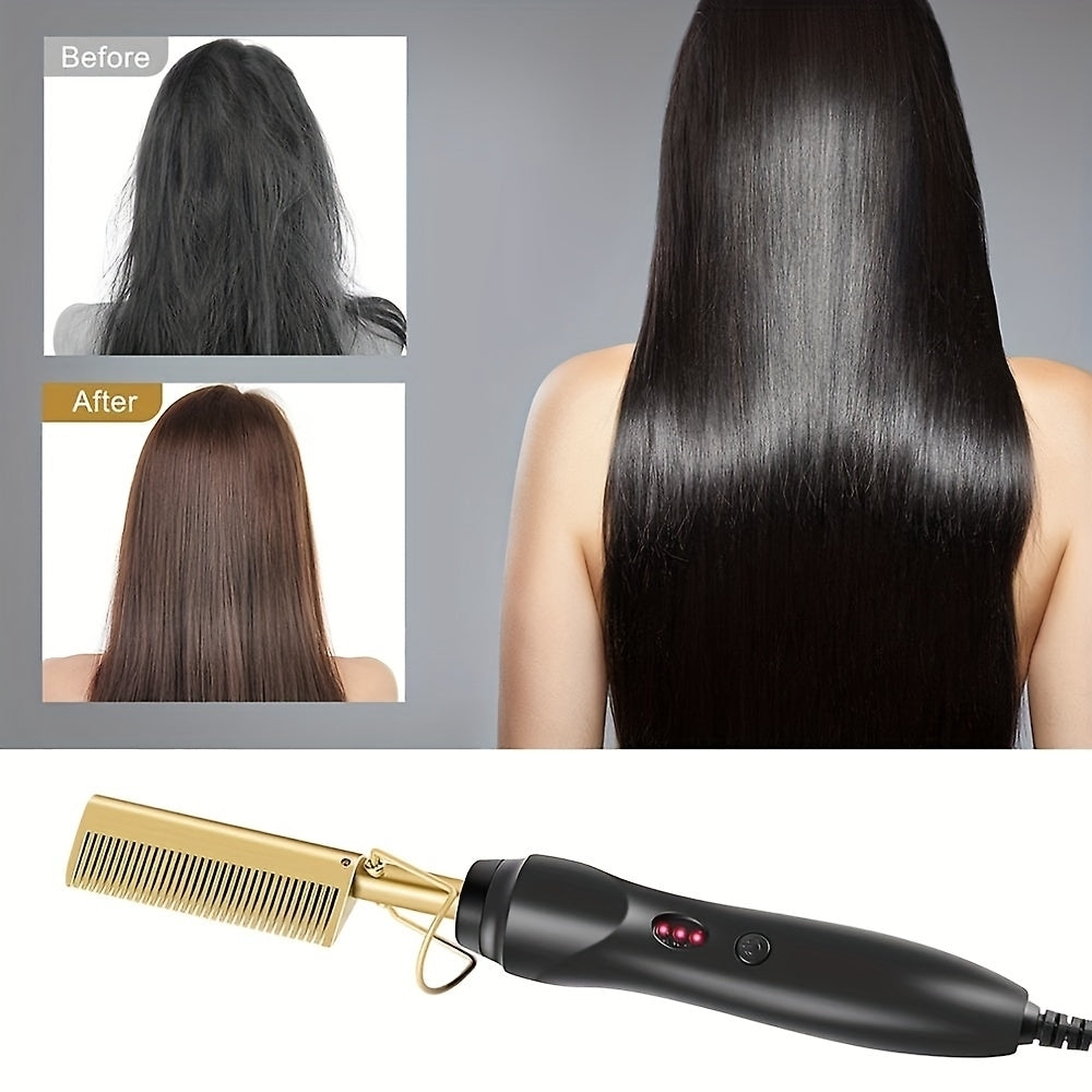 Electric Hair Straightening Comb Hair Straightener Portable Hot Curling Comb Image 4