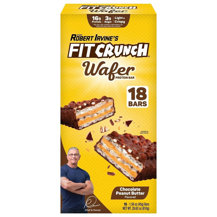 Robert Irvines FITCRUNCH High Protein Wafer Bars Chocolate PB1.59 Oz (18 Ct) Image 1