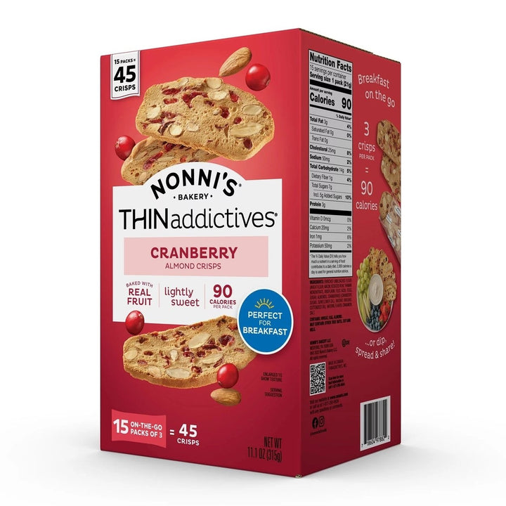 Nonnis THINaddictives Cranberry Almond Crisps (15 Count) Image 1