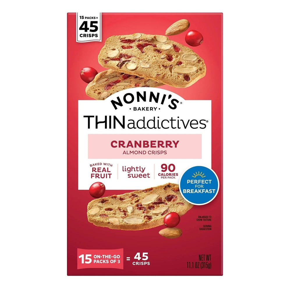 Nonnis THINaddictives Cranberry Almond Crisps (15 Count) Image 2