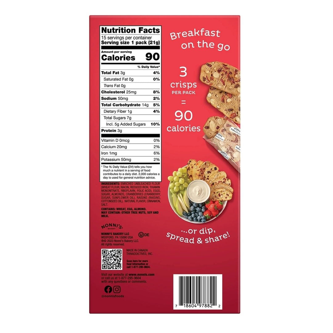 Nonnis THINaddictives Cranberry Almond Crisps (15 Count) Image 3