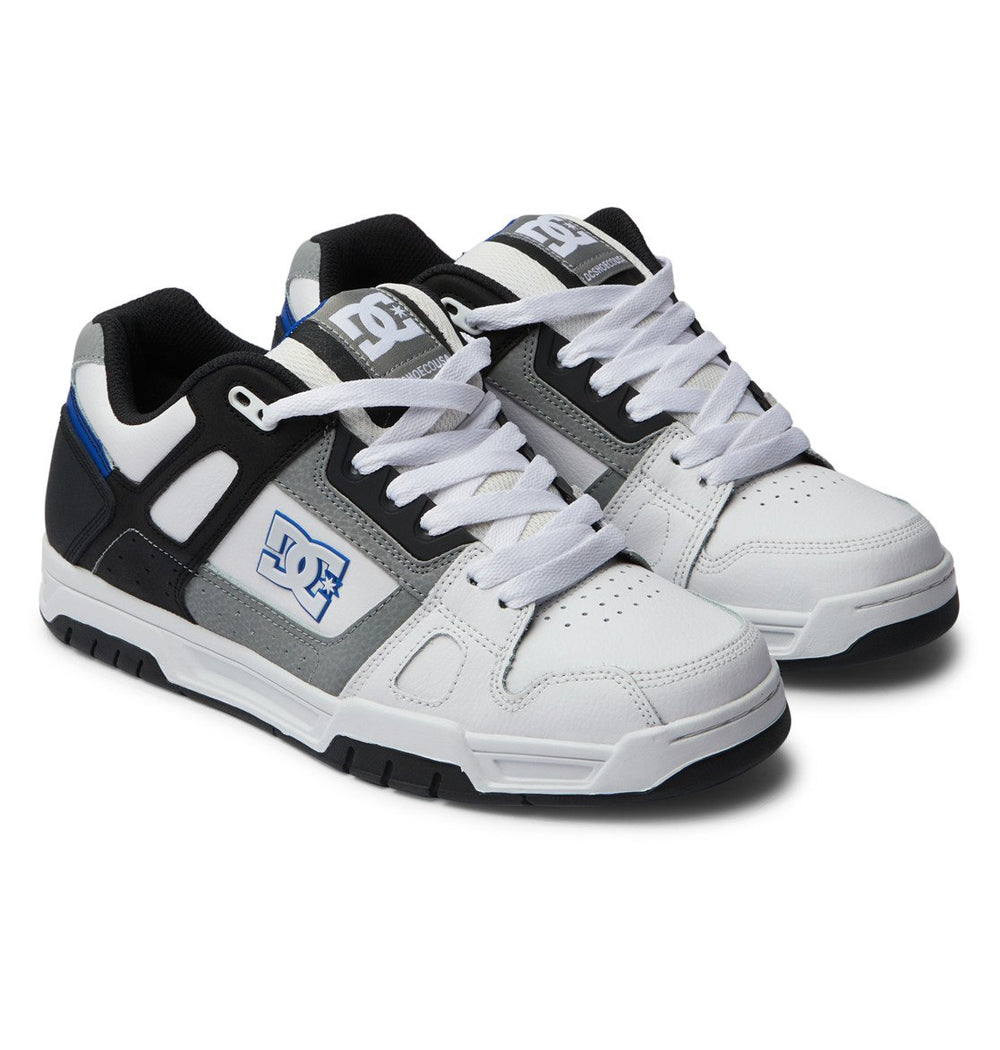 DC Shoes Mens Stag Shoes White/Grey/Blue - 320188-HYB WHITE/GREY/BLUE Image 2