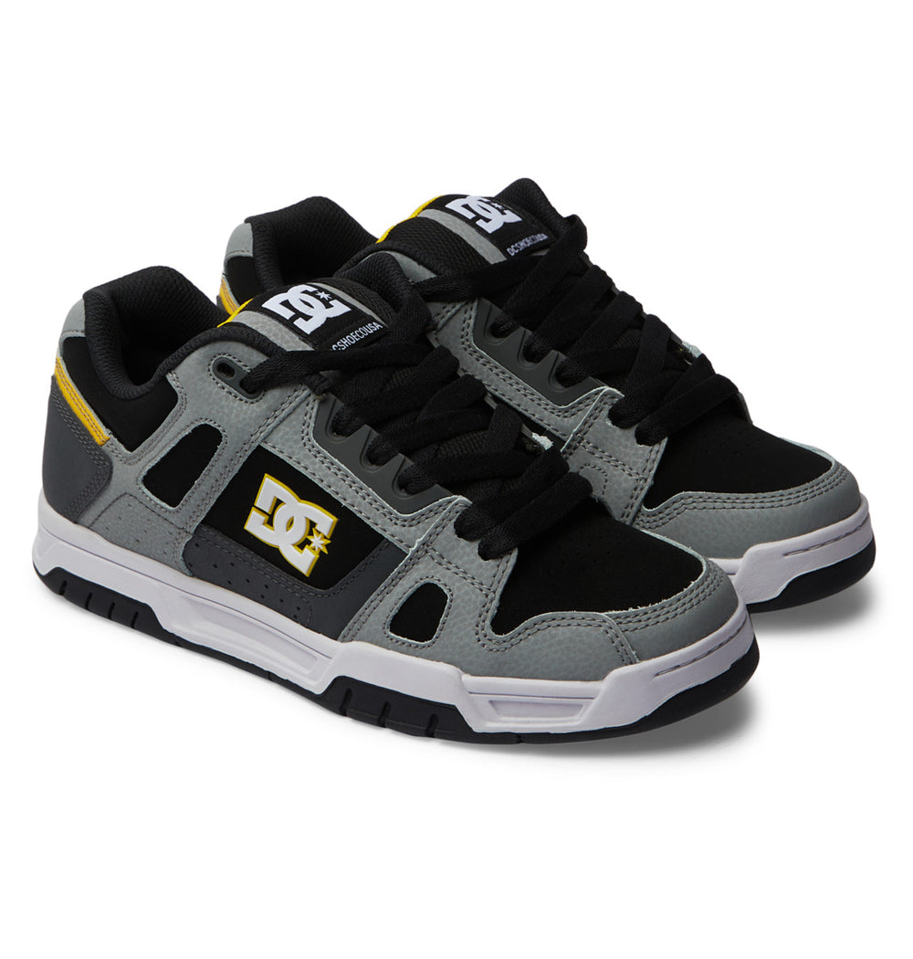 DC Shoes Mens Stag Shoes Grey/Yellow - 320188-GY1 GREY/YELLOW Image 2