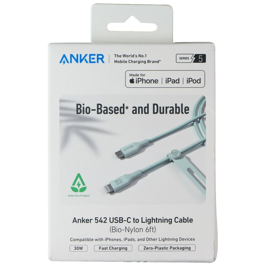 Anker 542 USB-C to 8-Pin Lightning Cable (Bio-Nylon 6ft) - Green Image 1