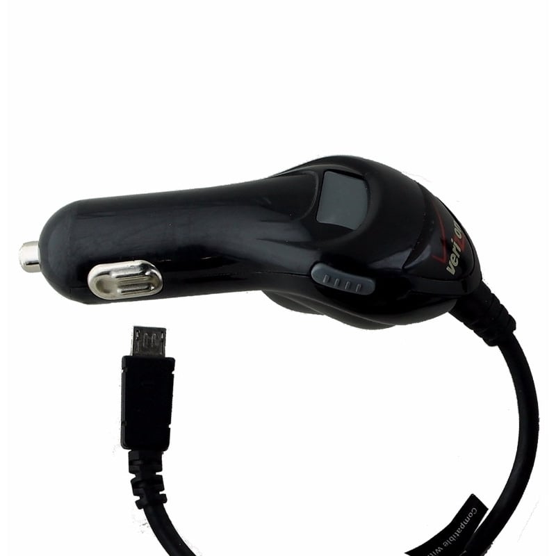 Verizon Universal Micro-USB Coiled Car Charger with Extra USB Port - Black Image 1