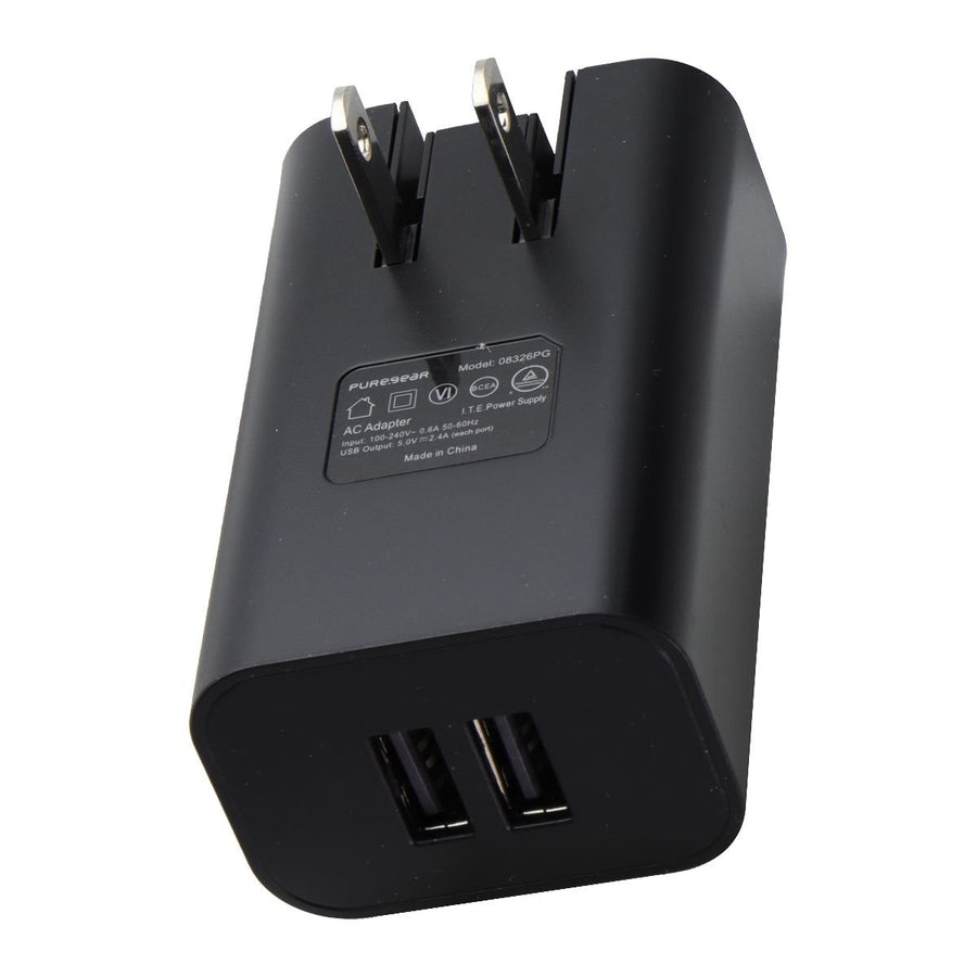 PureGear (24-Watt) Dual Port USB-A Wall charger - Black (62786PG) Image 1