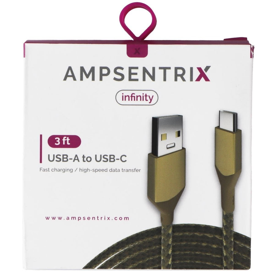 AmpSentrix Infinity 3FT USB-A to USB-C Cable - Gold Image 1