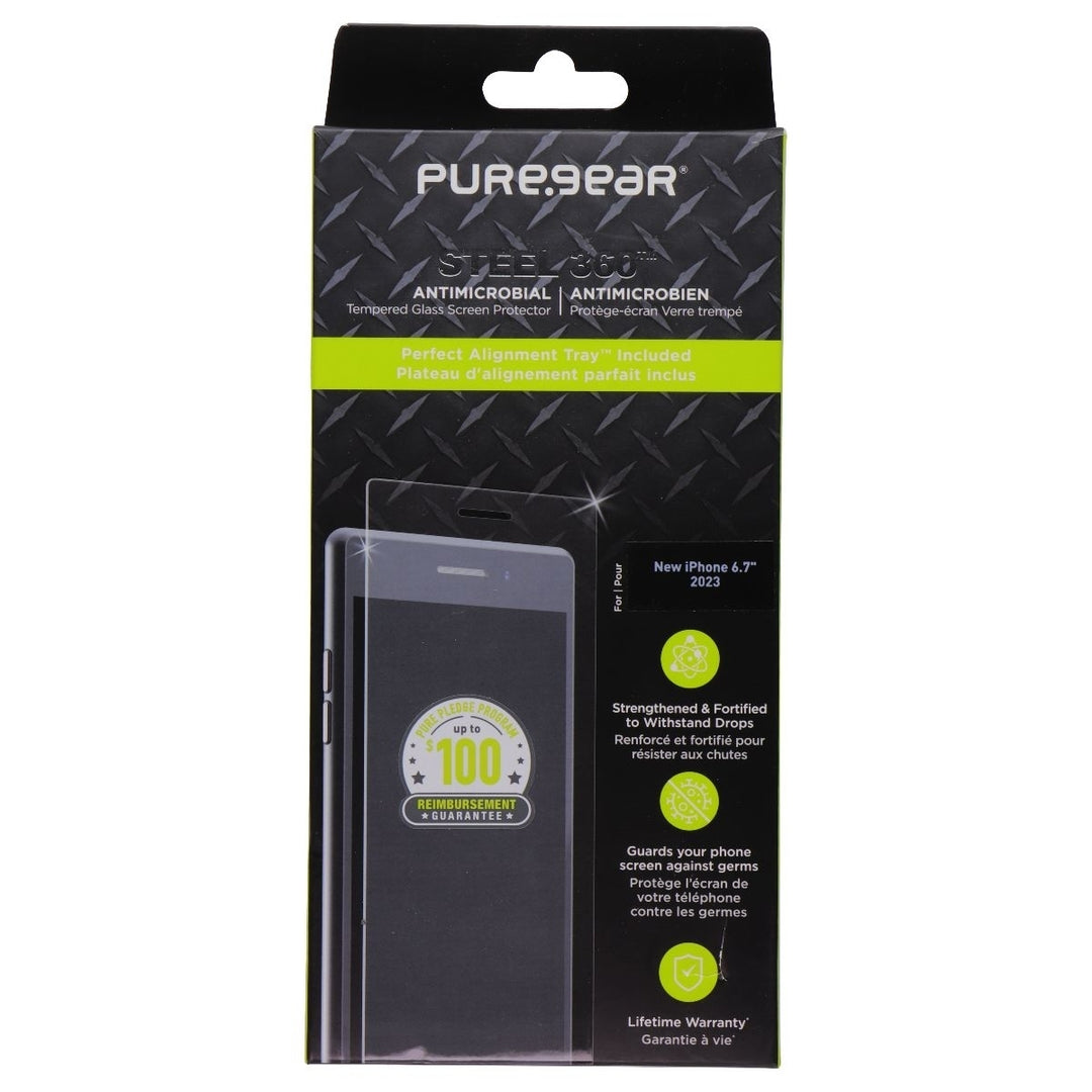 PureGear Steel 360 Tempered Glass for Apple iPhone 15 Plus - Clear Image 1