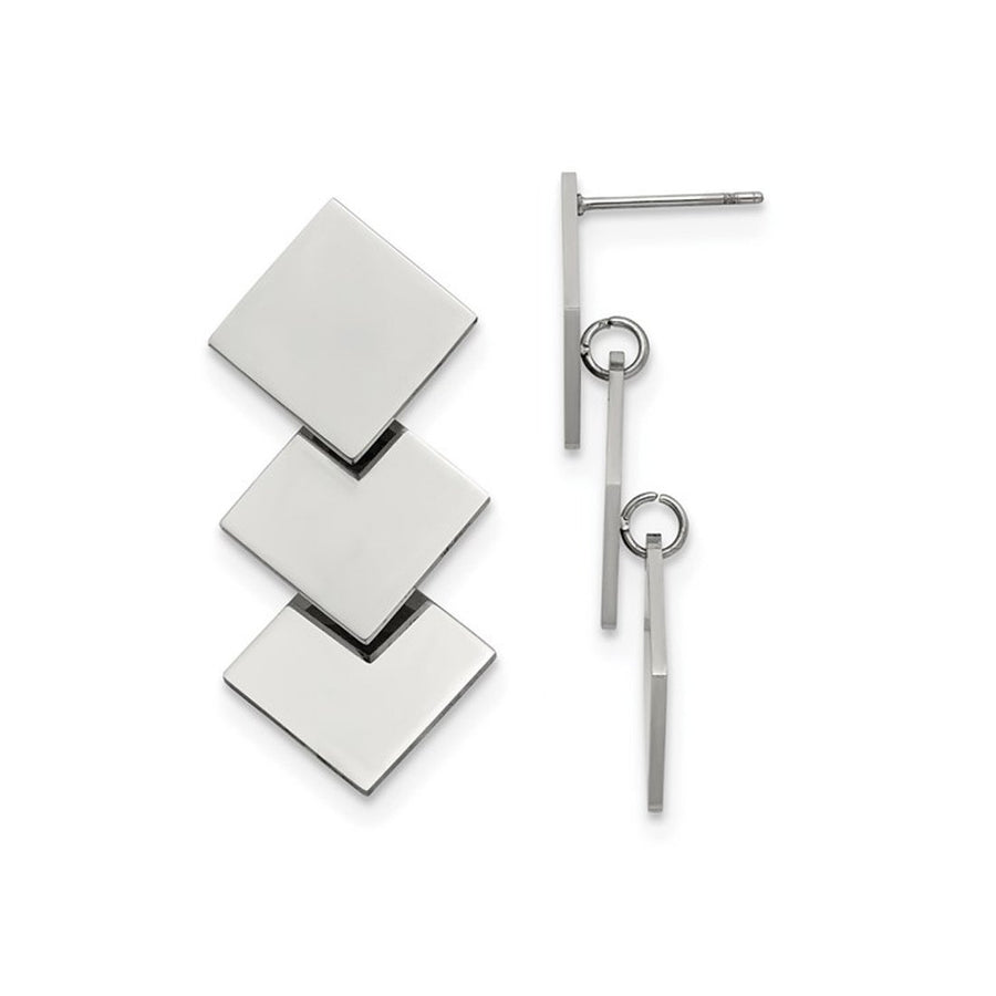 Stainless Steel Geometric Squares Dangle Earrings Image 1