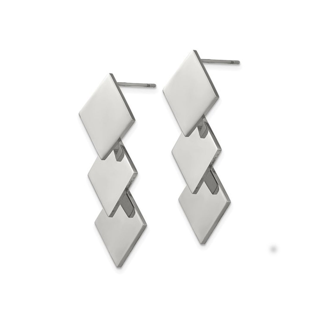 Stainless Steel Geometric Squares Dangle Earrings Image 4