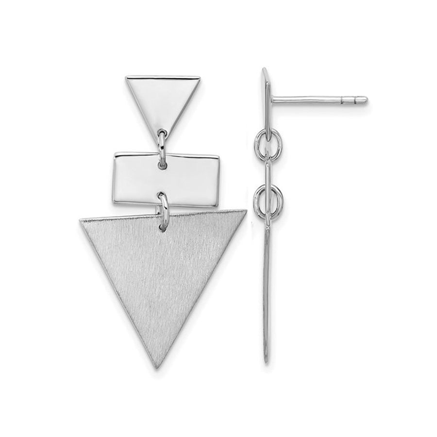 Sterling Silver Polish and Brushed Geometric Dangle Earrings Image 1