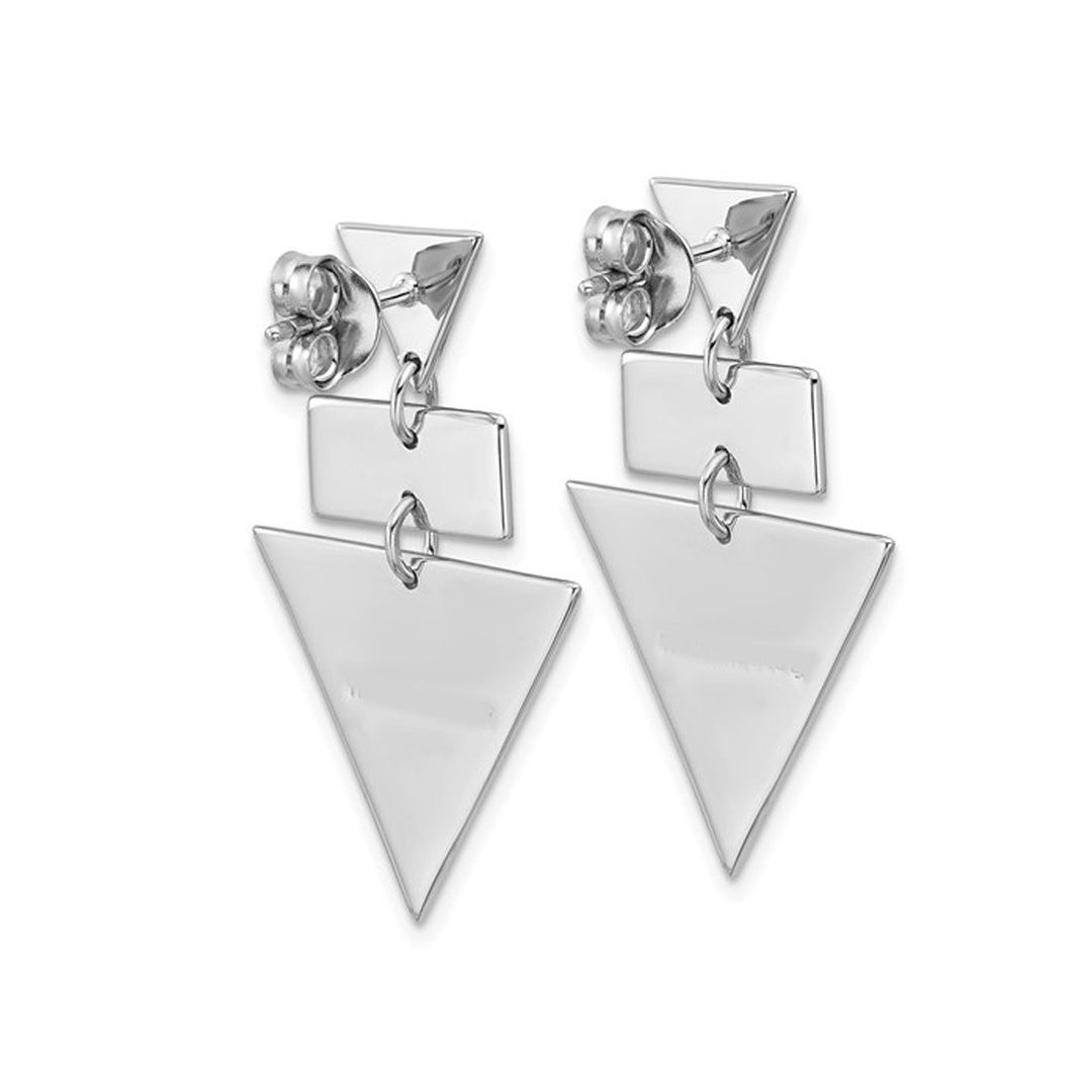 Sterling Silver Polish and Brushed Geometric Dangle Earrings Image 4