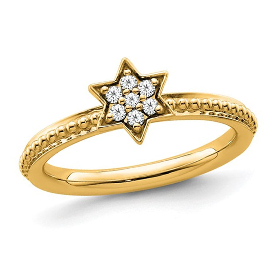 Star Ring with Diamonds 1/5 Carat (ctw) in 14K Yellow Gold Image 1