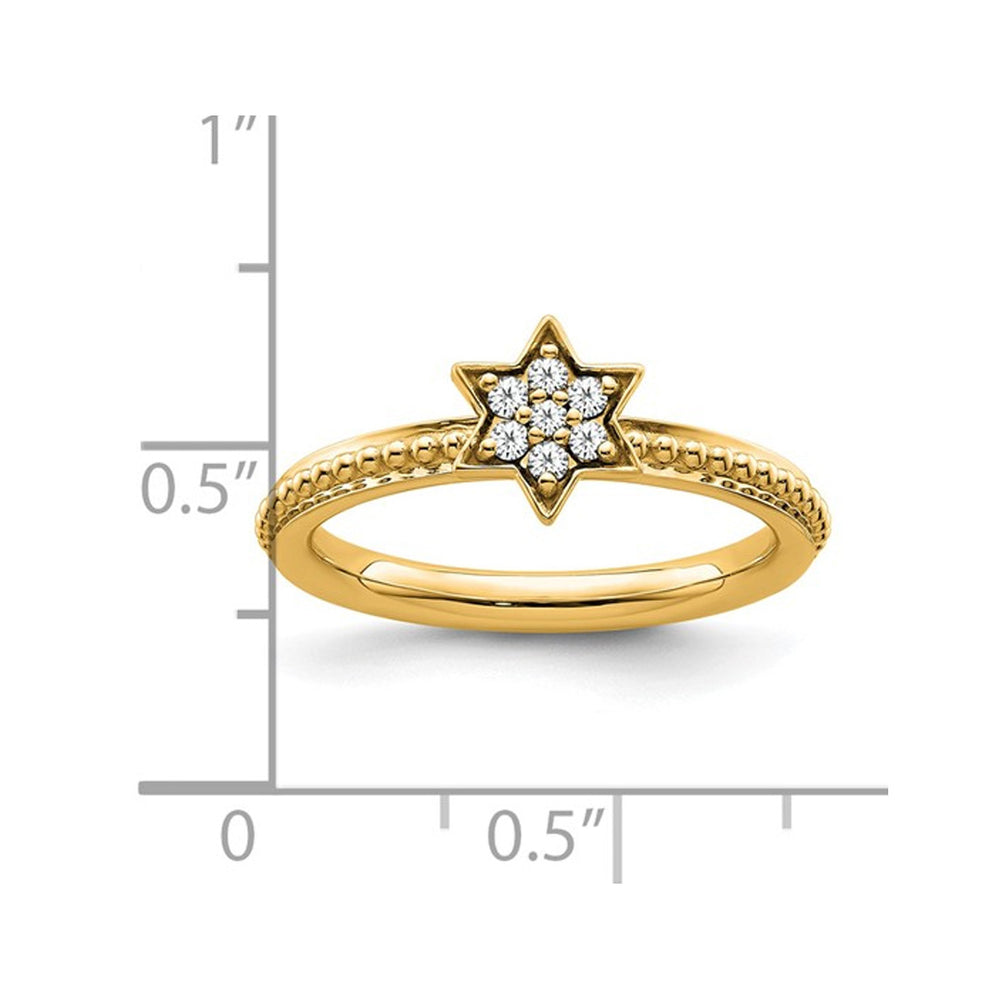 Star Ring with Diamonds 1/5 Carat (ctw) in 14K Yellow Gold Image 2
