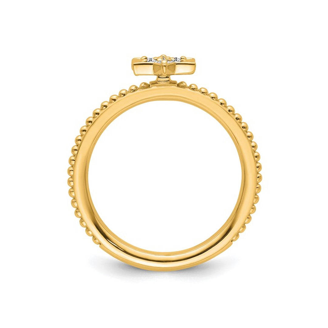 Star Ring with Diamonds 1/5 Carat (ctw) in 14K Yellow Gold Image 4