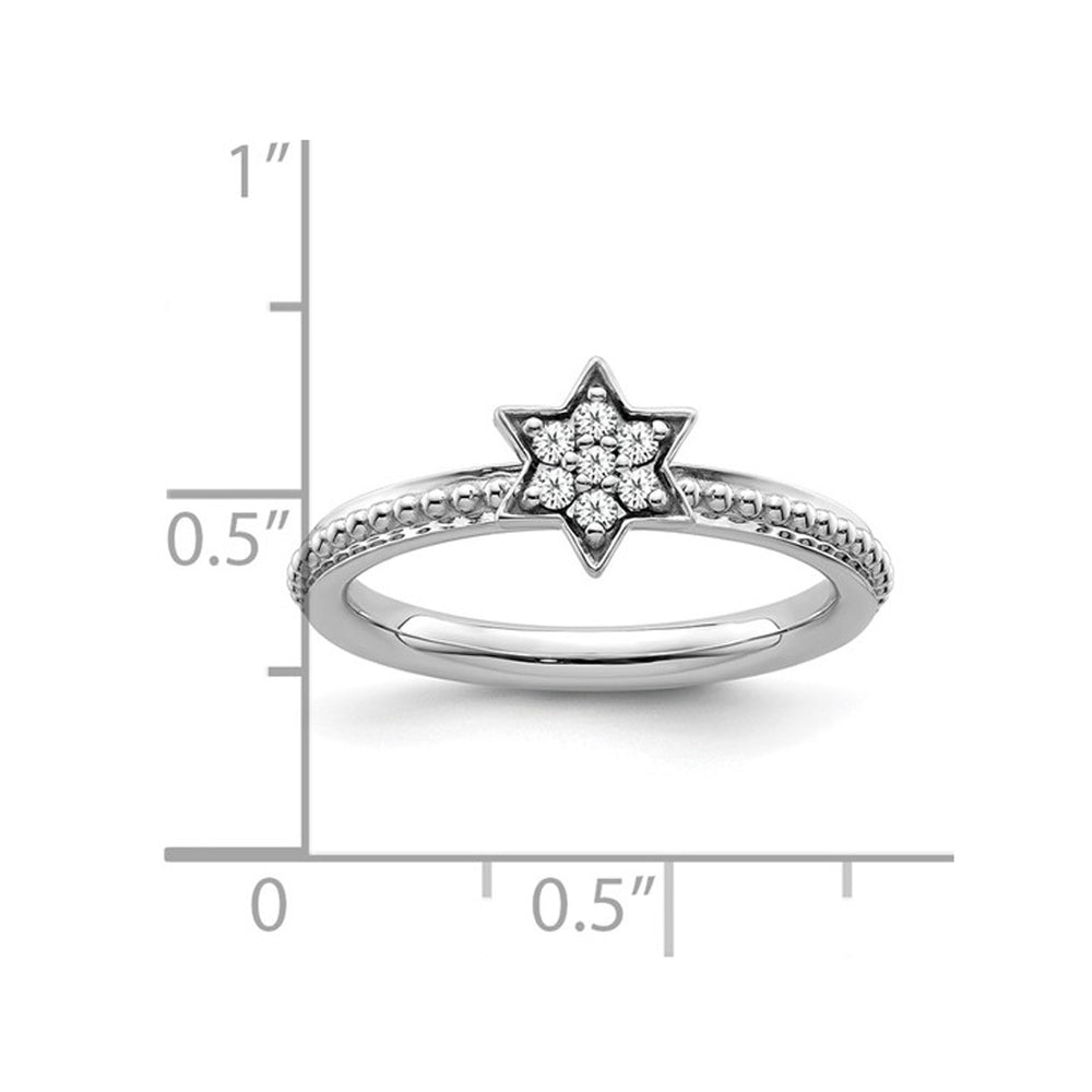 Star Ring with Diamonds 1/5 Carat (ctw) in 14K White Gold Image 2