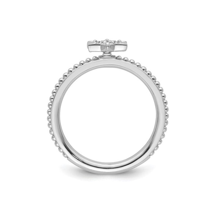 Star Ring with Diamonds 1/5 Carat (ctw) in 14K White Gold Image 4