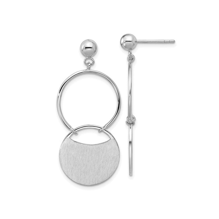 Sterling Silver /Brushed Circles Dangle Post Earrings Image 1