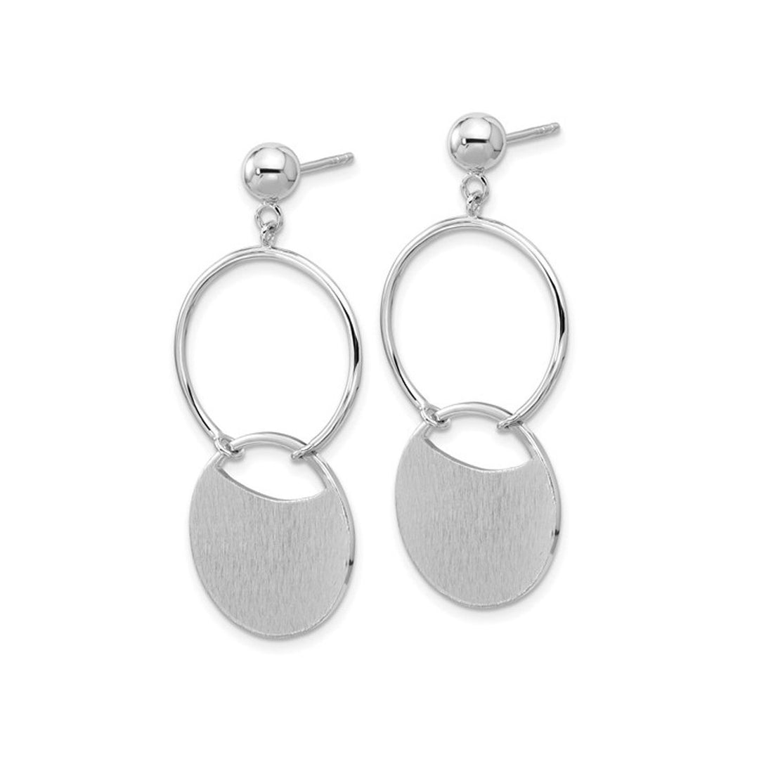 Sterling Silver /Brushed Circles Dangle Post Earrings Image 4